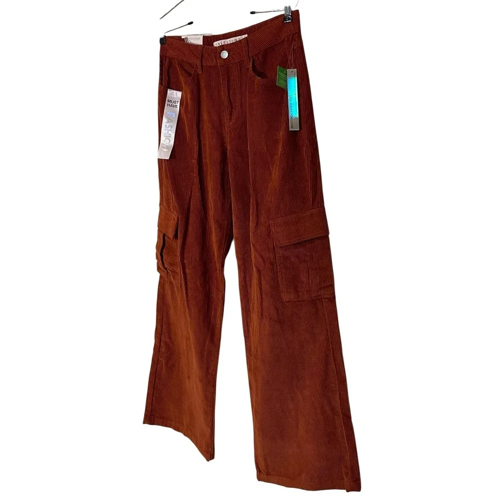 NWT Tinseltown Brown Corduroy Wide‎ Leg Cargo Pant Y2K Grunge Skater Rave 5 / 27